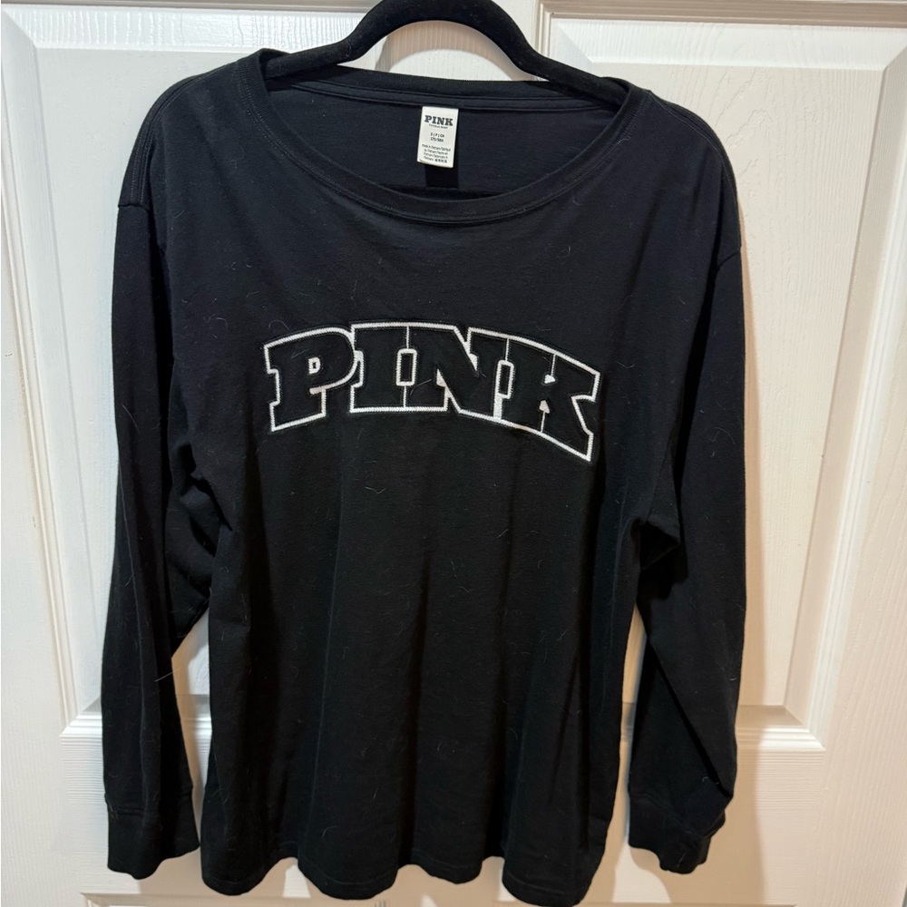 Pink Victoria’s Secret black long sleeved tee S